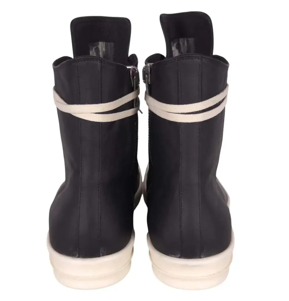 Rick Owens Washed Calf Sneakers US 15 EU 48 Mens Black Milk High Top $1415